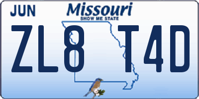MO license plate ZL8T4D