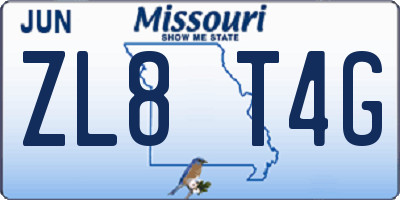 MO license plate ZL8T4G