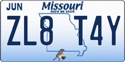 MO license plate ZL8T4Y