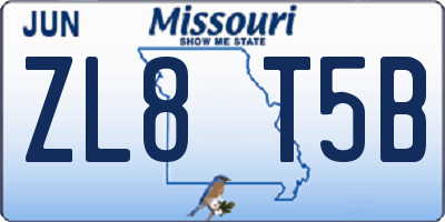 MO license plate ZL8T5B
