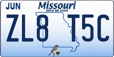 MO license plate ZL8T5C