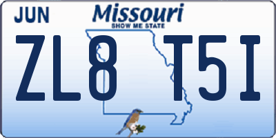 MO license plate ZL8T5I