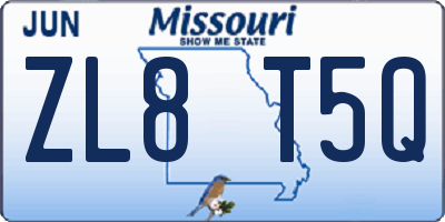 MO license plate ZL8T5Q