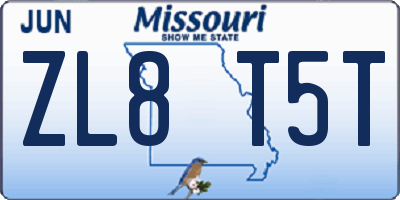 MO license plate ZL8T5T