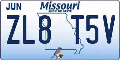 MO license plate ZL8T5V