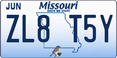 MO license plate ZL8T5Y