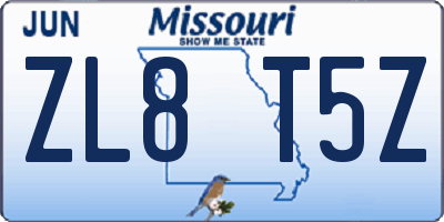 MO license plate ZL8T5Z