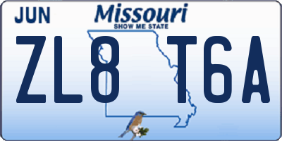 MO license plate ZL8T6A