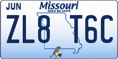 MO license plate ZL8T6C