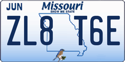 MO license plate ZL8T6E