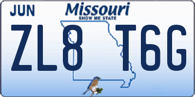 MO license plate ZL8T6G