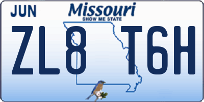 MO license plate ZL8T6H