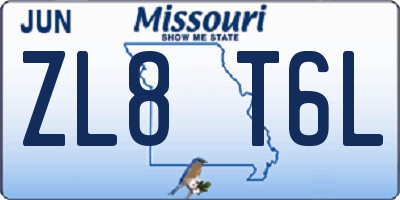MO license plate ZL8T6L