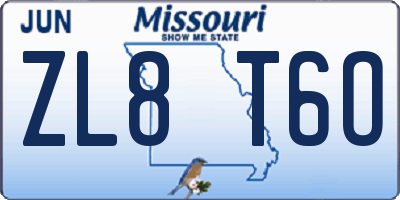 MO license plate ZL8T6O