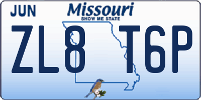 MO license plate ZL8T6P
