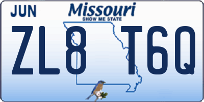 MO license plate ZL8T6Q