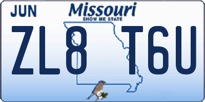 MO license plate ZL8T6U
