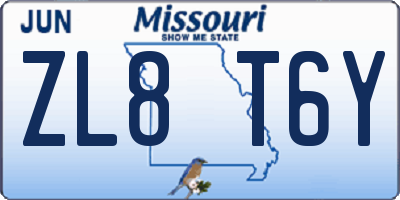 MO license plate ZL8T6Y