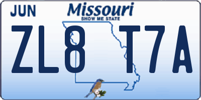 MO license plate ZL8T7A