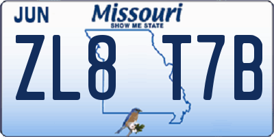 MO license plate ZL8T7B