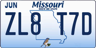 MO license plate ZL8T7D