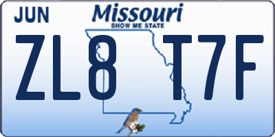 MO license plate ZL8T7F