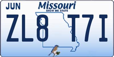 MO license plate ZL8T7I