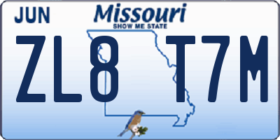 MO license plate ZL8T7M