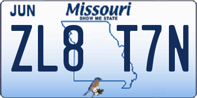 MO license plate ZL8T7N