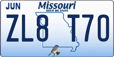 MO license plate ZL8T7O
