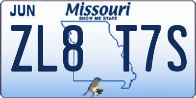 MO license plate ZL8T7S
