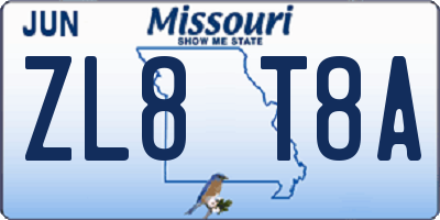 MO license plate ZL8T8A