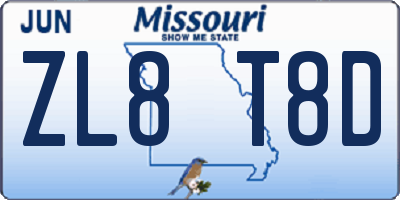 MO license plate ZL8T8D