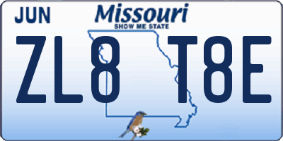 MO license plate ZL8T8E