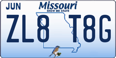 MO license plate ZL8T8G
