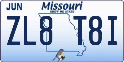 MO license plate ZL8T8I