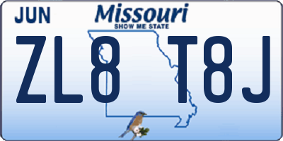 MO license plate ZL8T8J