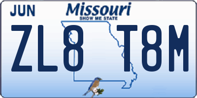 MO license plate ZL8T8M