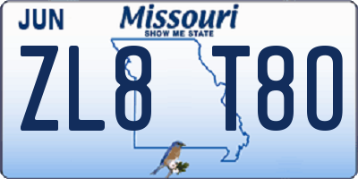 MO license plate ZL8T8O