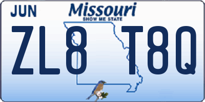 MO license plate ZL8T8Q