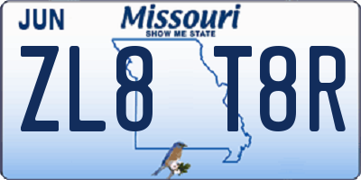 MO license plate ZL8T8R
