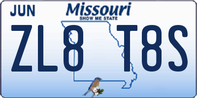 MO license plate ZL8T8S