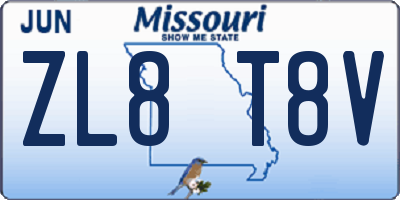 MO license plate ZL8T8V