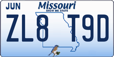 MO license plate ZL8T9D