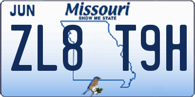 MO license plate ZL8T9H