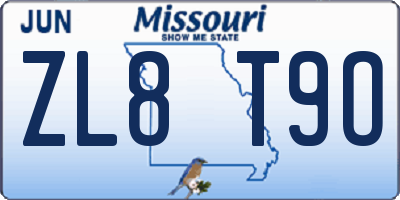MO license plate ZL8T9O