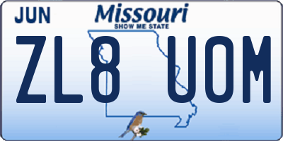 MO license plate ZL8U0M