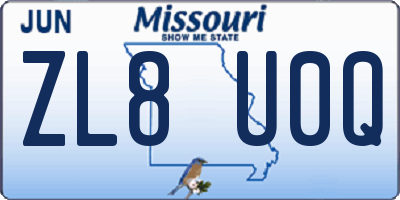MO license plate ZL8U0Q