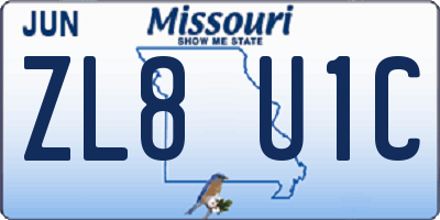MO license plate ZL8U1C
