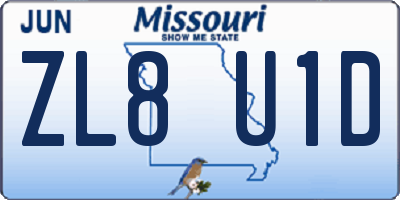 MO license plate ZL8U1D